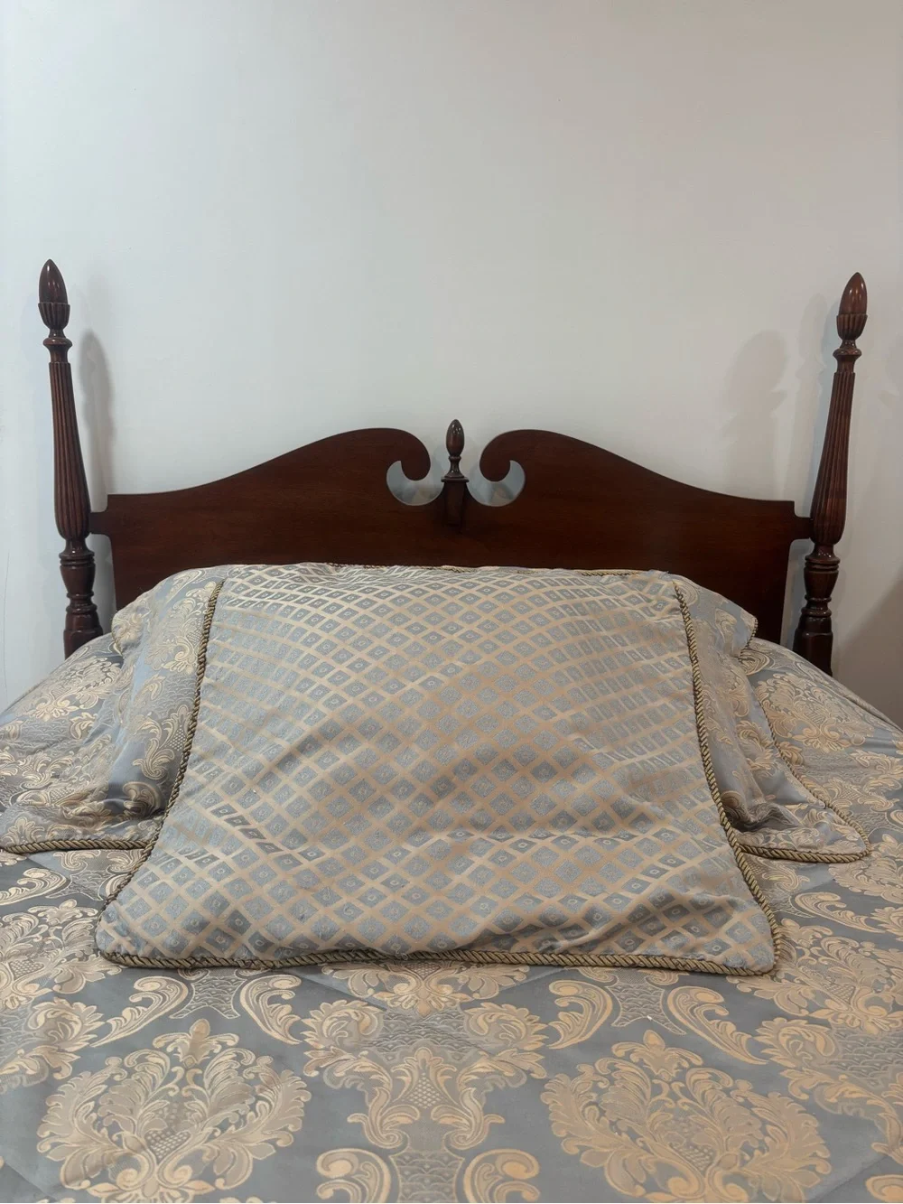 Luxury Vintage Blue Gold Beige Damask Comforter Set Grandmillennial